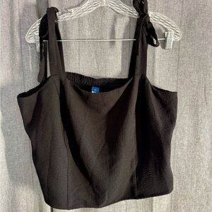 Wide tie strap crop gauze tank Top festival BoHo minimalist Boxy Moto Goth Glam